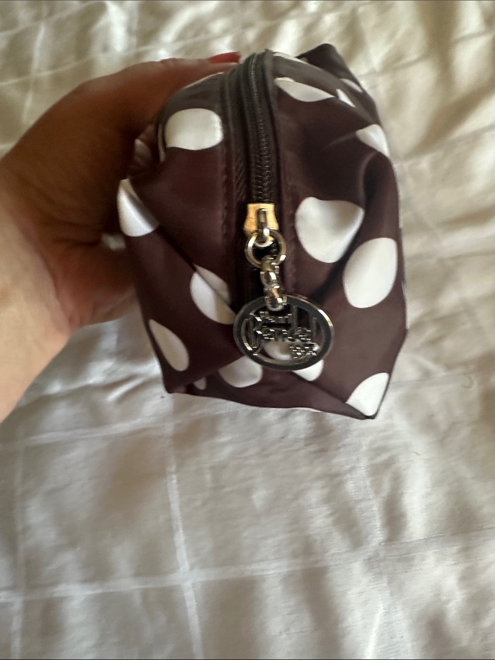 Henri Bendel Clear Cosmetic Train Case with Brown Trim + Brown Polka Dot Pouch - Picture 6 of 10